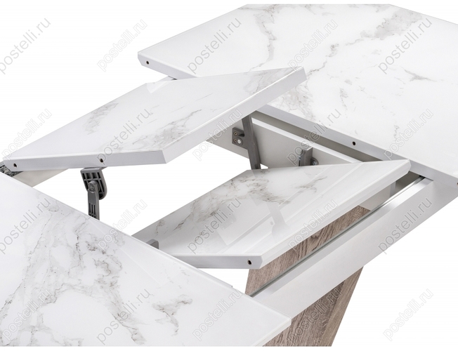 Стол на тумбе Петир дуб с пилением/белая шагрень (Арт 462110)