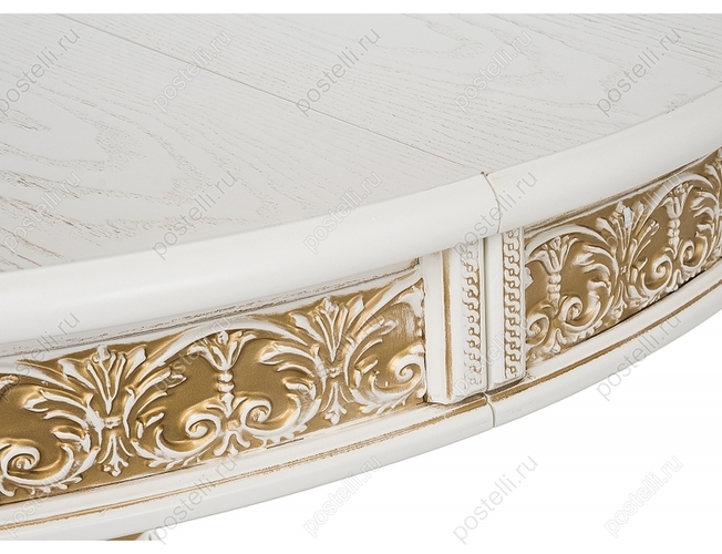 Обеденный стол Лорд молочный с золотой патиной (Арт. 406089)